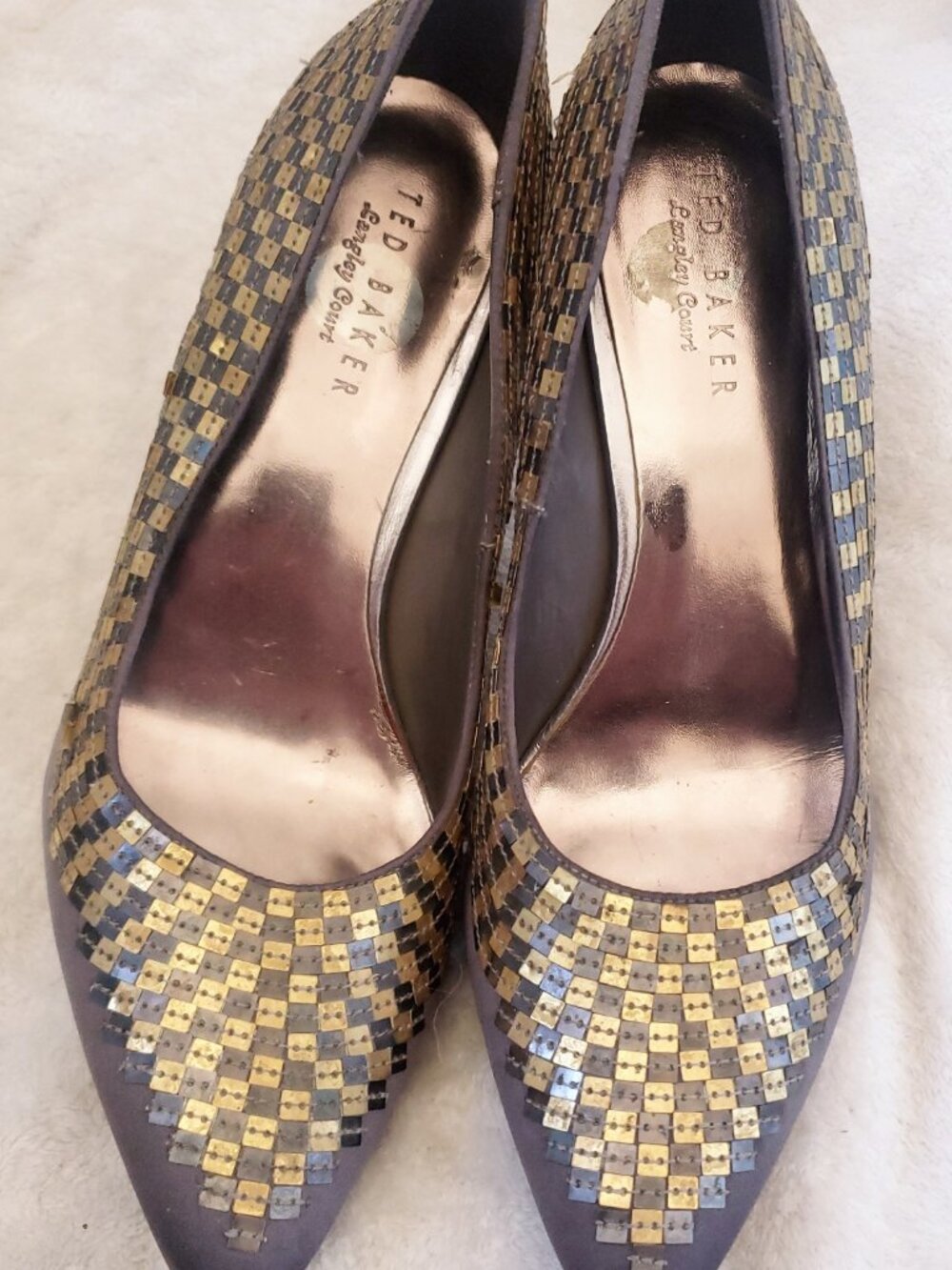 Ted Baker of London Gold and Silver Pumps Size 9 (4 inch Heels)